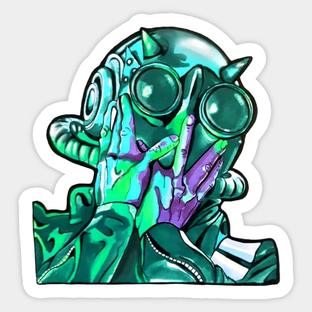 ghoul hands- green Sticker by Citrus.rock